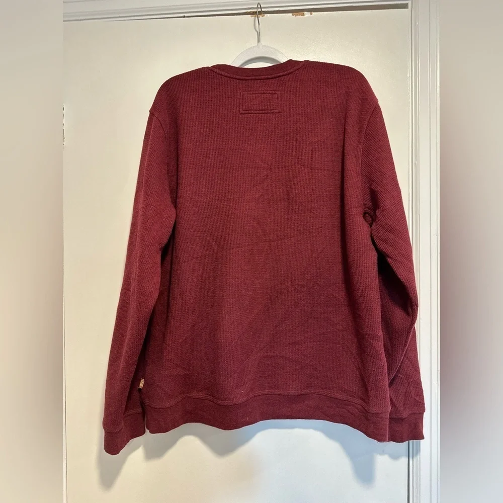 LL Bean Mens Sz:XL maroon Sherpa Fleece Lined Thermal Waffle Knit Crewneck Shirt
